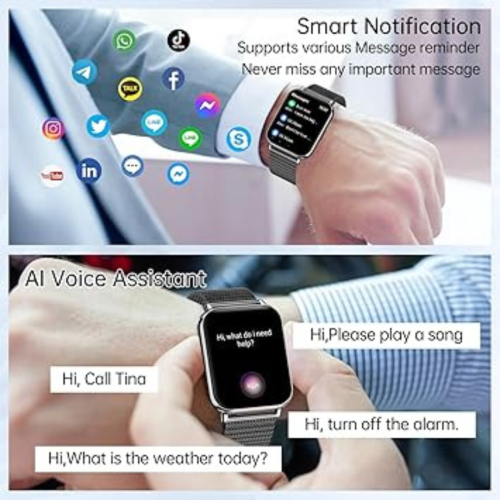 Smart Watch for Men Women,1.85" HD Fitness Activity Tracker with Bluetooth Call,IP68 Waterproof with Heart Rate Sleep Monitor,100 Sport Modes Counter