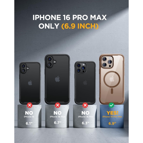 Étui pour iPhone 16 Pro Max Étui de 6,9 po à protection militaire contre les chutes pour iPhone 16 Pro Max avec protecteur d'écran en verre