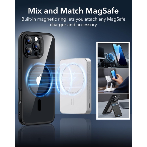 iiPhone 16 Pro Max Case, Compatible with MagSafe, Shockproof Military-Grade Protection, Magnetic Phone Case for iPhone 16 Pro Max, Classic Hybrid