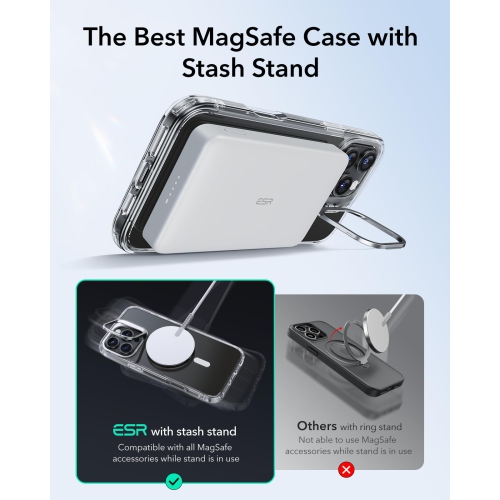 iPhone 16 Pro Max Case, Compatible with MagSafe, Built-in Stash Stand Phone Case, Military-Grade Protective Case, Scratch-Resistant Back Cover,