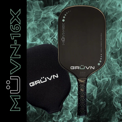 GRÜVN MUVN-16X Pickleball Paddle Mint Black Edge Guard Elongated