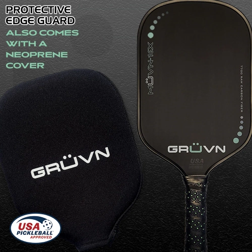 GRÜVN MUVN-16X Pickleball Paddle Mint Black Edge Guard Elongated