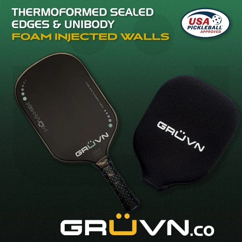 GRÜVN MUVN-16X Pickleball Paddle Mint Black Edge Guard Elongated