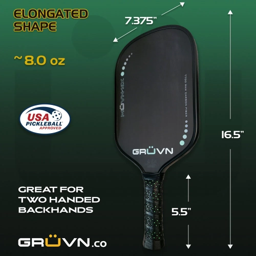 GRÜVN MUVN-16X Pickleball Paddle Mint Black Edge Guard Elongated