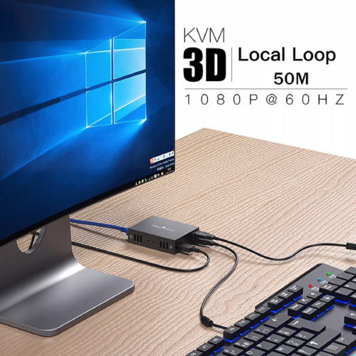 HDMI USB 50m KVM Extender Via Single Ethernet Cat5e/6 Cable for CCTV Computer PC Laptop Home Business Use