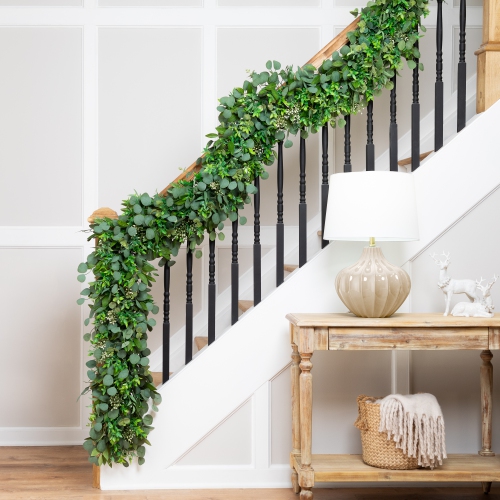 Silver Dollar and Seeded Eucalyptus Artificial Christmas Garland - 10' x 15" - Unlit