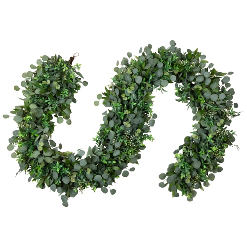 Silver Dollar and Seeded Eucalyptus Artificial Christmas Garland - 10' x 15" - Unlit