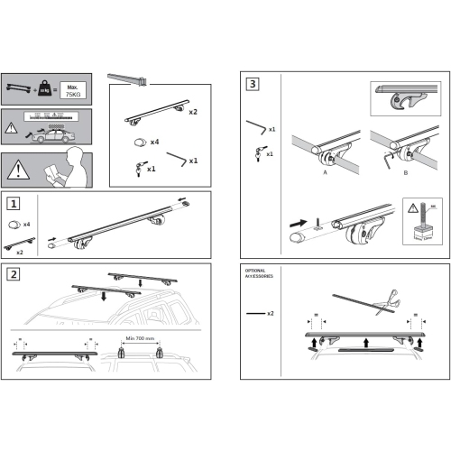 Stanz Roof Rack Crossbars 54 in Aero Aluminum Cross Bars Raised Side Rail Gap Needed - Mounts to The Rooftop of Your Car or SUV