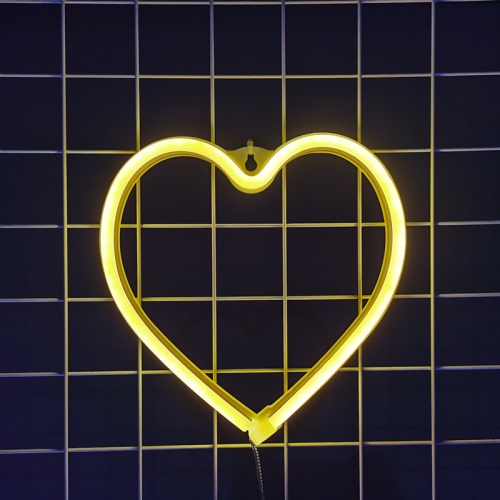OLLNY DECOR  1-Pack Heart Neon Sign, Neon Heart Lights Battery Operated Or USB Powered Decoration Lamp, Led Wall Decoration Light