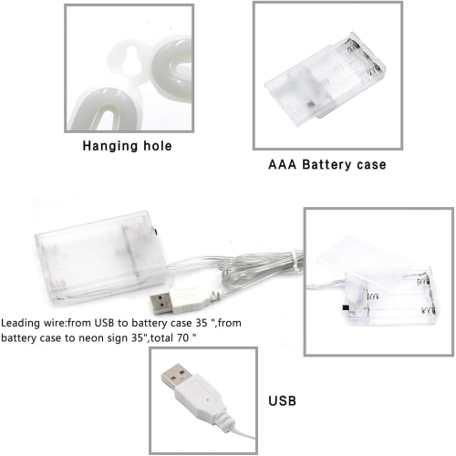 1-Pack Heart Neon Sign, Neon Heart Lights Battery Operated or USB Powered Decoration Lamp, LED Wall Decoration Light