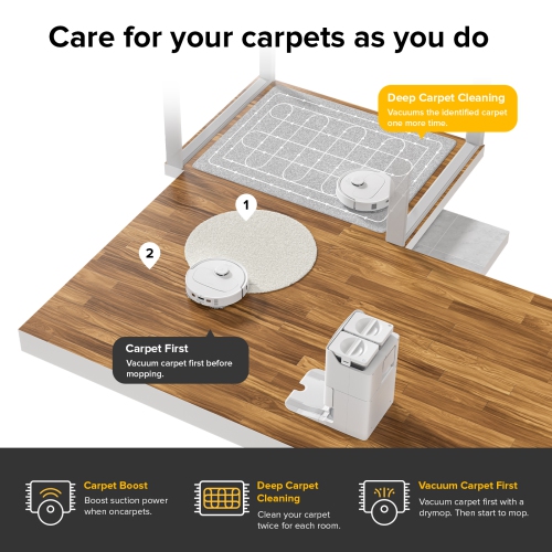 Roborock Qrevo S Robot Vacuum and Mop, Self-Drying, Auto Mop Washing, Self-Emptying & Refilling, 10mm Mop Lifting, Spinning Mops, Smart Obstacle