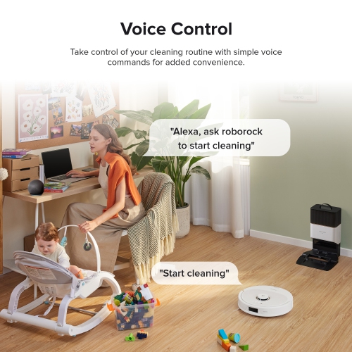 Aspirateur robot-vadrouille Q8 Max+ avec évitement d’obstacles, navigation intelligente, station d’accueil à vidage automatique, brosse à double