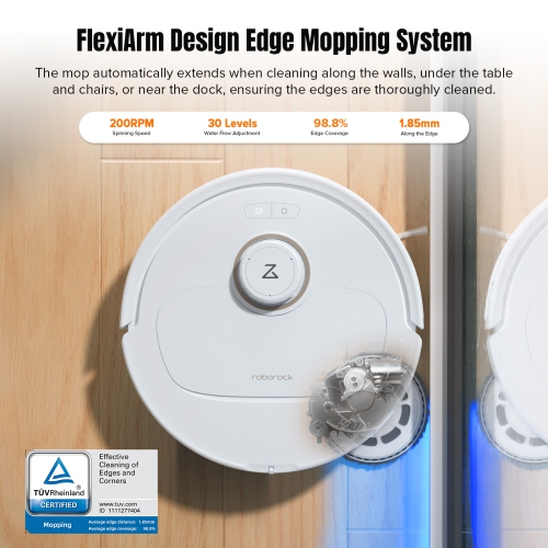 Aspirateur robo-vadrouille Qrevo MaxV de Roborock, conception FlexiArm, re-lavage à eau chaude, séchage et levage automatiques, assistant vocal