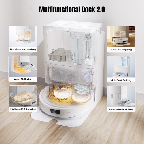 Aspirateur robo-vadrouille Qrevo MaxV de Roborock, conception FlexiArm, re-lavage à eau chaude, séchage et levage automatiques, assistant vocal