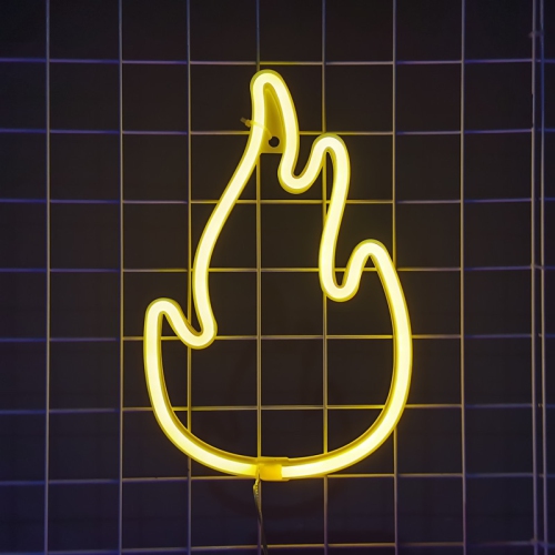 1-pcs Neon Sign, Flame Neon Sign LED Neon Light Night Lamp USB Battery Powered Led Neon Light Sign Bedroom Wall Decor
