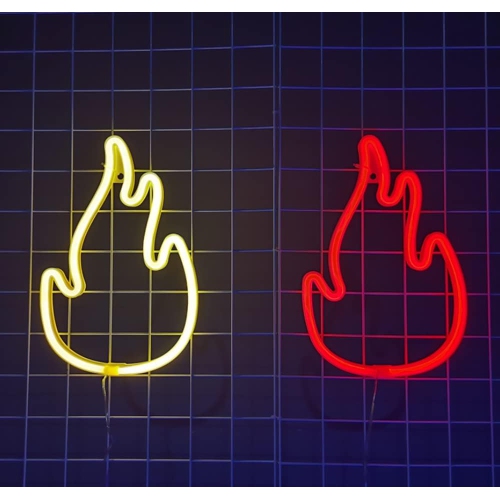 1-pcs Neon Sign, Flame Neon Sign LED Neon Light Night Lamp USB Battery Powered Led Neon Light Sign Bedroom Wall Decor