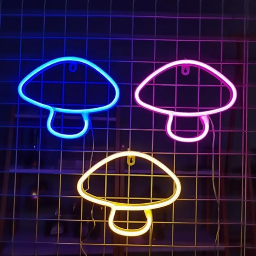 1-pcs Neon Sign, Mushroom Neon Sign LED Neon Light Night Lamp USB Battery Powered Led Neon Light Sign,Valentine's Day Decor, Bedroom, Bars, Shops,