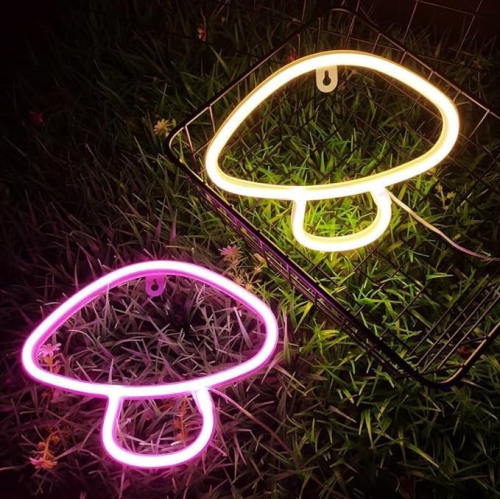 1-pcs Neon Sign, Mushroom Neon Sign LED Neon Light Night Lamp USB Battery Powered Led Neon Light Sign,Valentine's Day Decor, Bedroom, Bars, Shops,