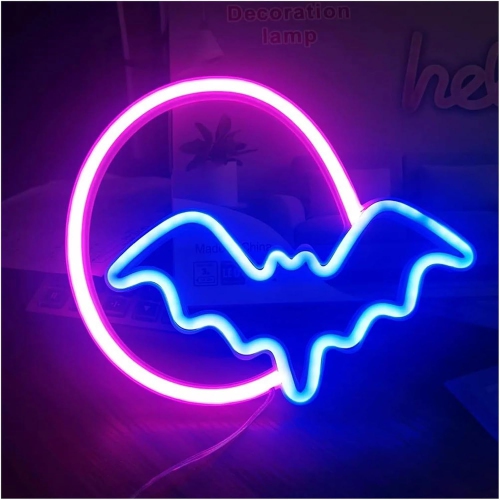 1-pcs Sign Lamp Bat Neon Sign LED Night Lights USB Battery Powered Wall Decoration Indoor Neon Wall Hanging Lamp For Home Bar Party