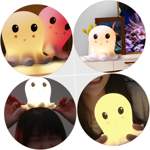1-pcs Octopus Silicone Lamp Nightlight Decor Night Light Creative Octopus Shaped Light Lovely Octopus Shaped Night Lamp Small USB Night Lamp White