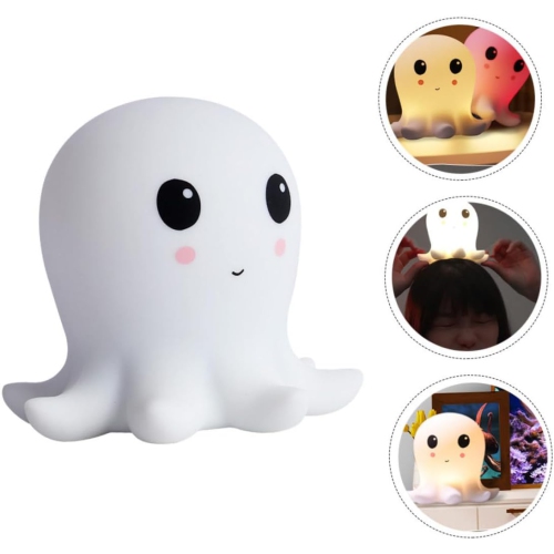 1-pcs Octopus Silicone Lamp Nightlight Decor Night Light Creative Octopus Shaped Light Lovely Octopus Shaped Night Lamp Small USB Night Lamp White