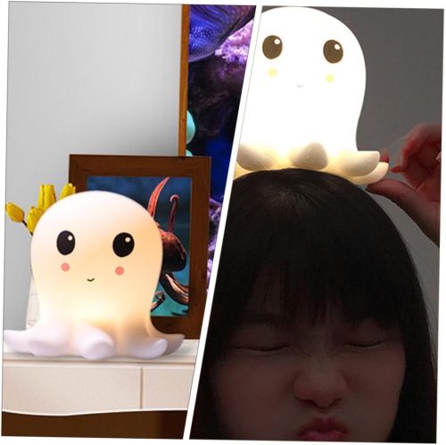 1-pcs Octopus Silicone Lamp Nightlight Decor Night Light Creative Octopus Shaped Light Lovely Octopus Shaped Night Lamp Small USB Night Lamp White