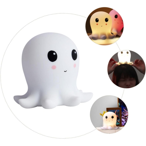 1-pcs Octopus Silicone Lamp Nightlight Decor Night Light Creative Octopus Shaped Light Lovely Octopus Shaped Night Lamp Small USB Night Lamp White