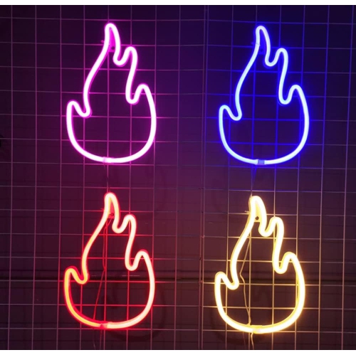 1-pcs Neon Sign, Flame Neon Sign LED Neon Light Night Lamp USB Battery Powered Led Neon Light Sign Bedroom Wall Decor