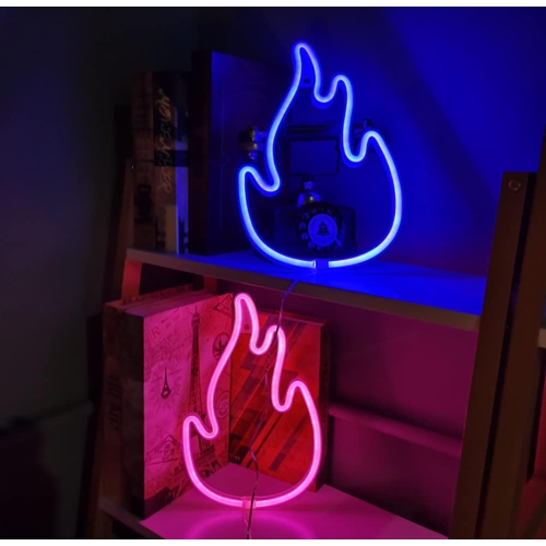 1-pcs Neon Sign, Flame Neon Sign LED Neon Light Night Lamp USB Battery Powered Led Neon Light Sign Bedroom Wall Decor