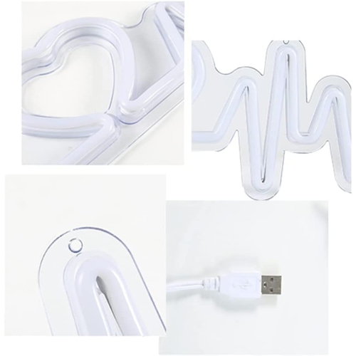 1-pcs USB Powered Heartbeat Warm White Led Neon Signs Wall Light Love Logo Backplane Lighing Confession Decor, For Bedroom,Valentine's Day, Home,
