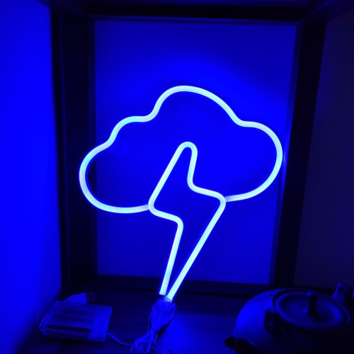 HTUTWOO  1-PCs Led Clouds Neon Lights, Thunder Lightning Effect Neon Sign, USB Or Battery Powered Led Neon Wall Decor for Bedroom, Kids Room, Living