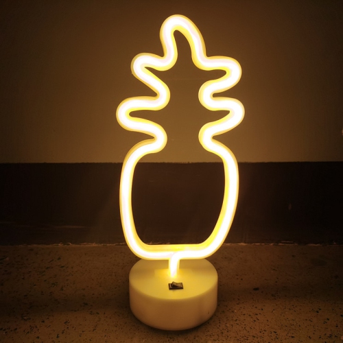 1-pcs Neon Sign, Pineapple Neon Sign LED Neon Light Night Lamp USB Battery Powered Led Neon Light Sign Bedroom Wall Decor