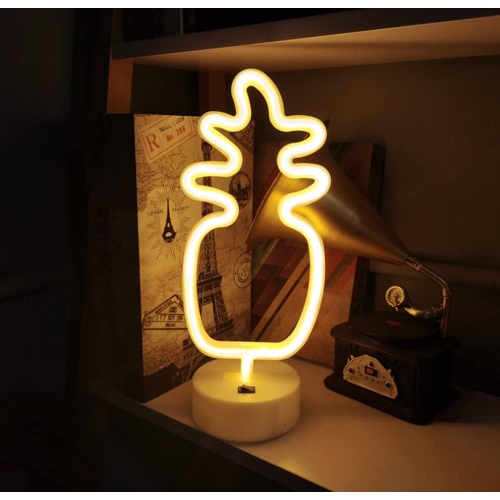 1-pcs Neon Sign, Pineapple Neon Sign LED Neon Light Night Lamp USB Battery Powered Led Neon Light Sign Bedroom Wall Decor