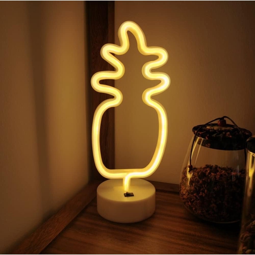1-pcs Neon Sign, Pineapple Neon Sign LED Neon Light Night Lamp USB Battery Powered Led Neon Light Sign Bedroom Wall Decor