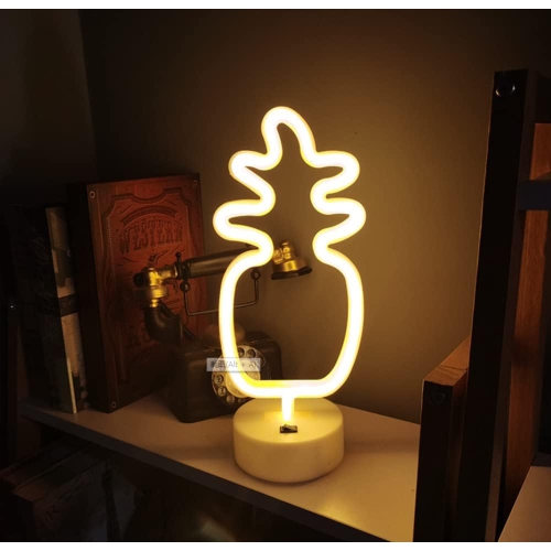 1-pcs Neon Sign, Pineapple Neon Sign LED Neon Light Night Lamp USB Battery Powered Led Neon Light Sign Bedroom Wall Decor