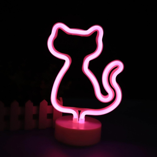 1-pcs Neon Night Light,Cat Neon Signs,LED Neon Light Sign with Holder Base,for Home Party Living Room Bedroom Party Children Kids Gifts
