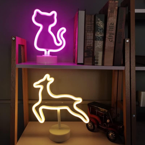 1-pcs Neon Night Light,Cat Neon Signs,LED Neon Light Sign with Holder Base,for Home Party Living Room Bedroom Party Children Kids Gifts