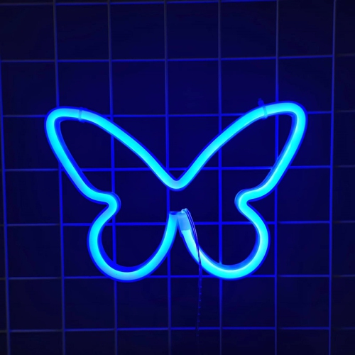 OLLNY DECOR  1-PCs Led Butterfly Neon Sign Lights Hanging Decorative Neon Light USB Or Battery Operated for Home Bedroom Bar Restaurant Christmas