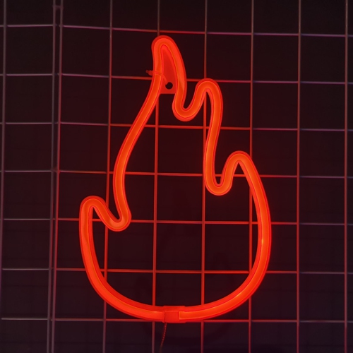 1-pcs Neon Sign, Flame Neon Sign LED Neon Light Night Lamp USB Battery Powered Led Neon Light Sign Bedroom Wall Decor