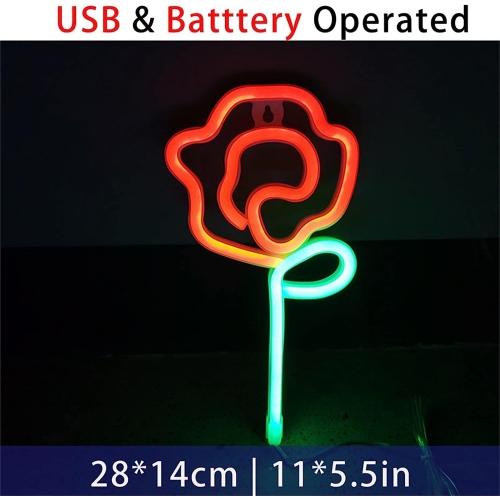 1-pcs Flower Customizable LED Neon Sign,Night Lights Signboard, 28X14cm