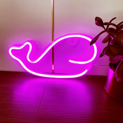 Enseigne néon baleine 1 pièces, décoration murale néon LED, pour décoration murale Chambre de jeu Jeu Chambre de garçon Grand cadeau pour enfant,