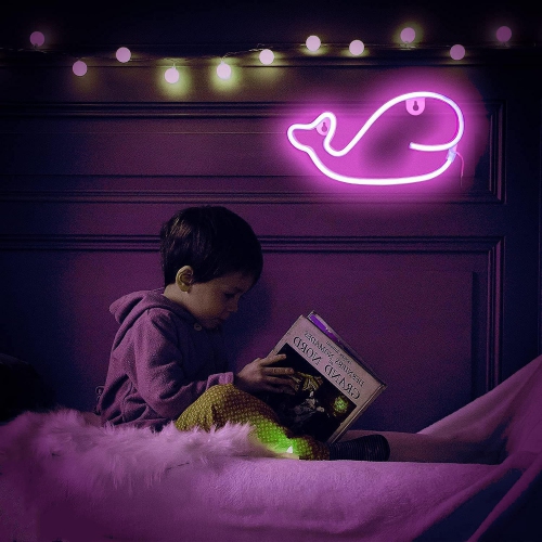 Enseigne néon baleine 1 pièces, décoration murale néon LED, pour décoration murale Chambre de jeu Jeu Chambre de garçon Grand cadeau pour enfant,