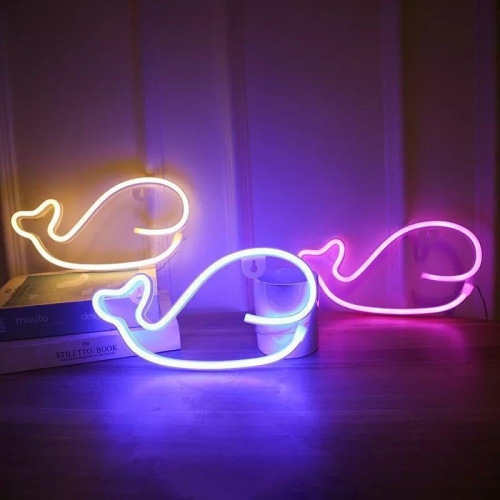 Enseigne néon baleine 1 pièces, décoration murale néon LED, pour décoration murale Chambre de jeu Jeu Chambre de garçon Grand cadeau pour enfant,