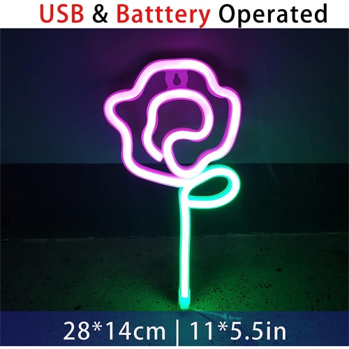 Panneau de 1 lumières fluo LED personnalisable en forme de fleur,Panneau de signalisation de lumières de nuit, 28 14 cm