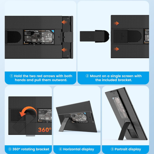 Moniteur portatif TUTT de 15 6 po | Prolongateur d'écran FHD IPS multiposition | USB-C et HDMI, haut-parleurs intégrés, P5