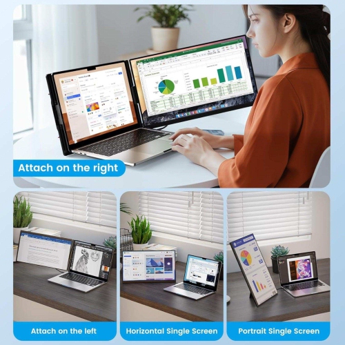 Moniteur portatif TUTT de 15 6 po | Prolongateur d'écran FHD IPS multiposition | USB-C et HDMI, haut-parleurs intégrés, P5