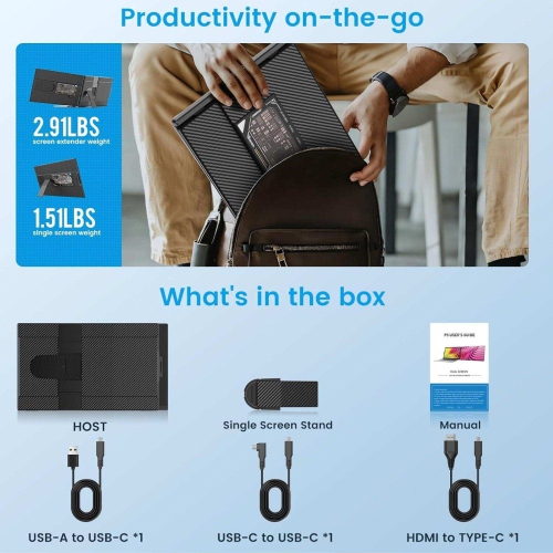 Moniteur portatif TUTT de 15 6 po | Prolongateur d'écran FHD IPS multiposition | USB-C et HDMI, haut-parleurs intégrés, P5