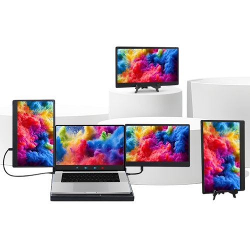 TUTT 14'' Portable Monitor | Laptop Base | 360° Rotation Stand, Multi-Position | F3 for 12-17” Laptop Built-In Speaker | All Devices Compatible with