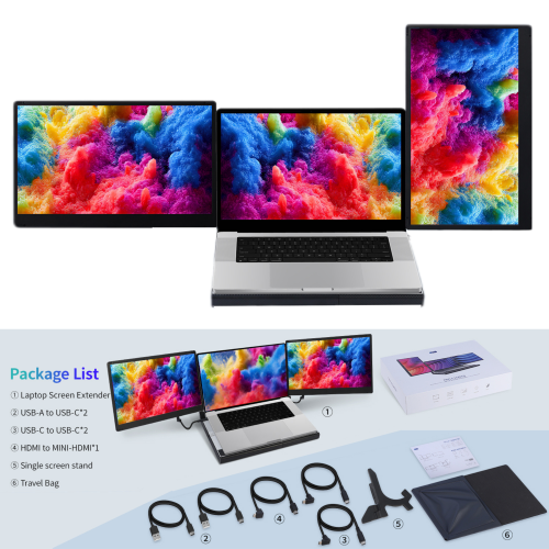 TUTT 14'' Portable Monitor | Laptop Base | 360° Rotation Stand, Multi-Position | F3 for 12-17” Laptop Built-In Speaker | All Devices Compatible with