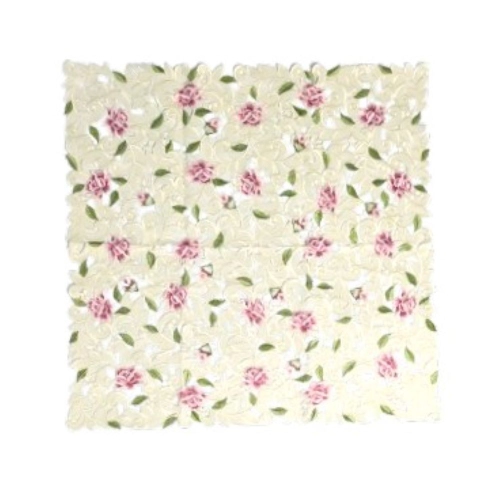 Nappe carrée brodée rose lilas cottage, décoration de lin de table carrée 32&nbsp;po, résistance à l'eau, lavable à la machine
